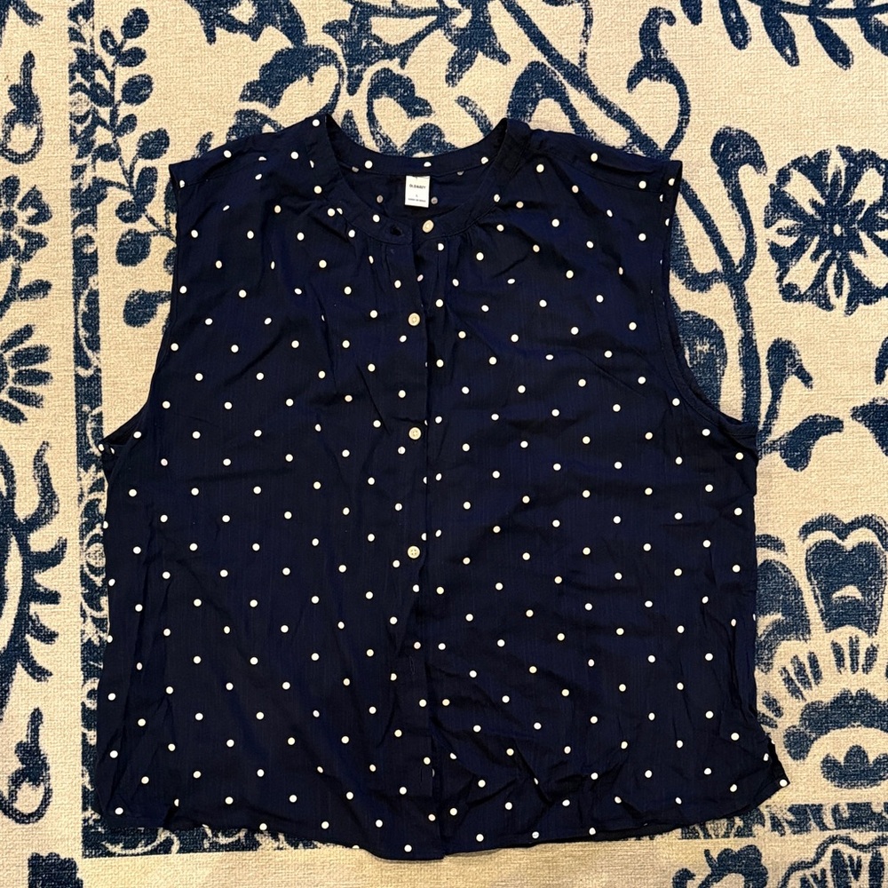 Navy Polka Dot Woman’s Sleeveless Top